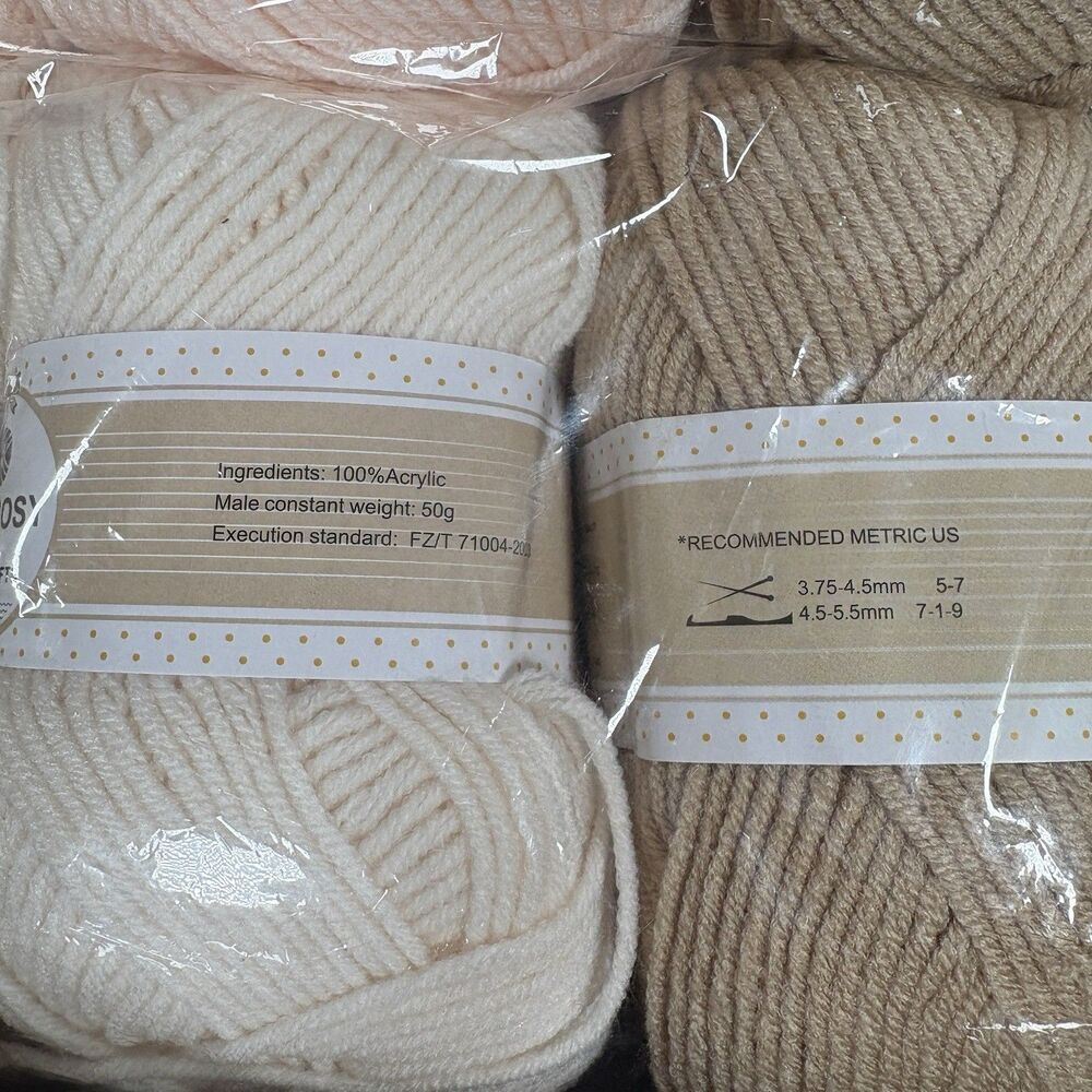 Acrylic Yarn Skeins 50 Gm Ea Lot 12 Neutral Colors Knitting Crafts Crochet NEW - Picture 4 of 4